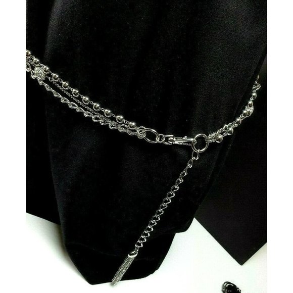 3 strand Rhinestone Metal link Chain 19bb4-45 - Picture 5 of 6